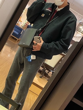 「ラガーシャツ」｜「アイテム（ブルゾン）」を使った、もやしさん（メンズ・180cm）の春コーディネート