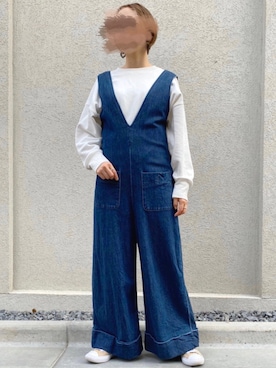 「Moname（モナーム）のアイテム（オールインワン・サロペット）」を使った、yuuuさん（レディース・160cm）の春コーディネート