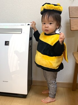 「アイテム（その他ベビー用品、イエロー系）」を使った、kkno03さん（キッズ・80cm）の秋コーディネート