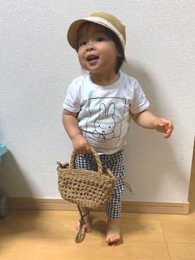 「おさんぽスタイル」｜「アイテム（帽子）」を使った、kkno03さん（キッズ・80cm）の春コーディネート