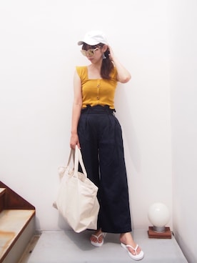 「OLD NAVY（オールドネイビー）のアイテム（ビーチサンダル）」を使った、yukikoさん（レディース・164cm）の夏コーディネート