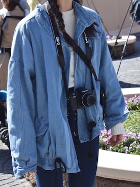 「amorous insense（アモラスインセンス）のデニムブルゾン（デニムジャケット）」を使った、なさん（レディース・156cm）の冬コーディネート