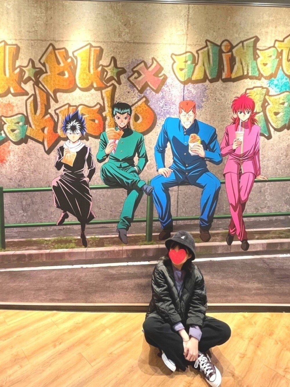「ゆうゆうはくしょ、幽遊白書、アニメ、ブラックコーデ、converse、CONVERSE1970」｜「LOWRYS FARMのシアードルマンシャツＬＳ　892383（シャツ/ブラウス、パープル系）」を使った、Dony さん（レディース・162cm）の春コーディネートの1枚目の写真