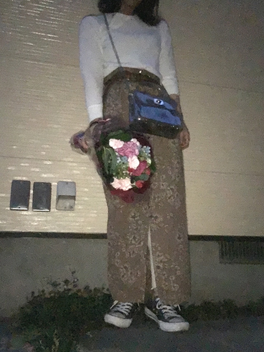 「母の日、お洒落さんとつながりたい、converse、ロングスカート、古着、korea、韓国」｜「RANDEBOOのアイテム（ショルダーバッグ、その他）」を使った、ayanon**さん（レディース・154cm）の春コーディネートの1枚目の写真