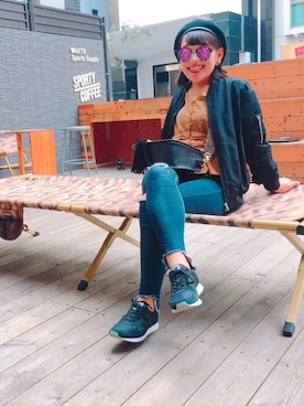 「KBF+（ケービーエフプラス）のアイテム（MA-1）」を使った、はるきちさん（レディース・152cm）の秋コーディネート