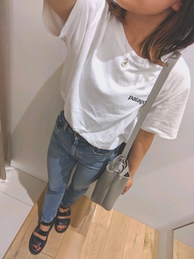 「MOUSSY（マウジー）のMVS SKINNY（デニムパンツ）」を使った、はるきちさん（レディース・152cm）の夏コーディネート