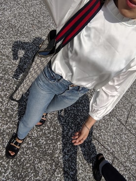 「MOUSSY（マウジー）のMVS SKINNY（デニムパンツ）」を使った、はるきちさん（レディース・152cm）の秋コーディネート