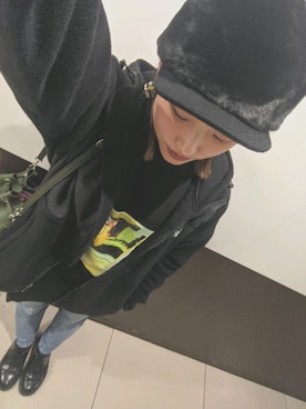 「MOUSSY（マウジー）のMVS SKINNY（デニムパンツ）」を使った、はるきちさん（レディース・152cm）の冬コーディネート