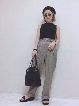 「スポサン」｜「アイテム（ハンチング/ベレー帽）」を使った、HITOMIさん（レディース・155cm）の夏コーディネート