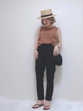 「3rdspring」｜「アイテム（帽子）」を使った、HITOMIさん（レディース・155cm）の夏コーディネート