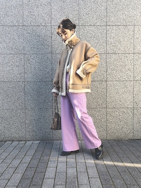 「MERLOT（メルロー）のアイテム（その他アウター）」を使った、HITOMIさん（レディース・155cm）の冬コーディネート