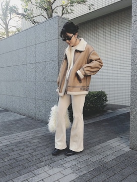 「MERLOT（メルロー）のアイテム（その他アウター）」を使った、HITOMIさん（レディース・155cm）の冬コーディネート