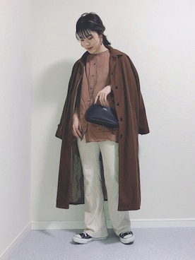 「ノーカラーシャツ」｜「アイテム（その他アウター）」を使った、HITOMIさん（レディース・155cm）の春コーディネート