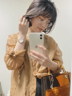 「オーガンジー」｜「アイテム（腕時計）」を使った、HITOMIさん（レディース・155cm）の春コーディネート