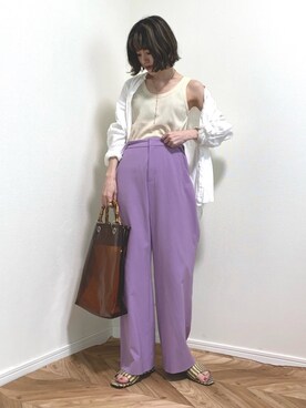 「OZOC（オゾック）のアイテム（パンツ）」を使った、HITOMIさん（レディース・155cm）の春コーディネート
