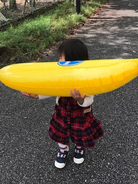 「MIKI HOUSE（ミキハウス）のアイテム（ワンピース）」を使った、MAYUMAXさん（キッズ・90cm）の秋コーディネート