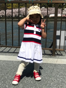 「MIKI HOUSE（ミキハウス）のアイテム（ワンピース）」を使った、MAYUMAXさん（キッズ・100cm）の春コーディネート