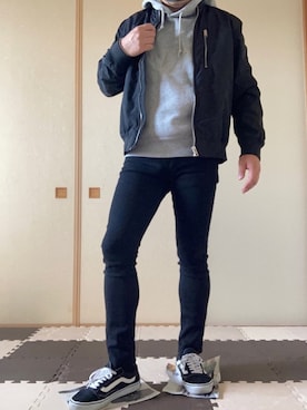 「H&M（エイチ・アンド・エム）のアイテム（MA-1）」を使った、ＭＴＮx xさん（メンズ・170cm）の秋コーディネート