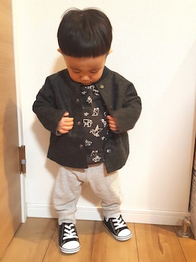 「ZARA KIDS」｜「アイテム（ブルゾン）」を使った、TOWASORAさん（キッズ・80cm）の冬コーディネート