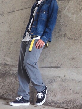 「リング」｜「アイテム（デニムジャケット）」を使った、航平さん（メンズ・167cm）の秋コーディネート