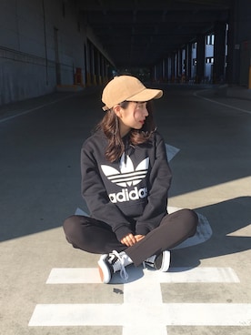 「GRANDEDGE（グランドエッジ）のアイテム（キャップ）」を使った、💘さん（レディース・157cm）の秋コーディネート