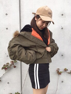 「GRANDEDGE（グランドエッジ）のアイテム（キャップ）」を使った、💘さん（レディース・157cm）の秋コーディネート