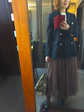 「JOURNAL STANDARD relume（ジャーナルスタンダード　レリューム）の●T/Wギャバネイビーブレザー◆（テーラードジャケット）」を使った、２⭐️（4:50起床21:50就寝）さん（レディース・155cm）の春コーディネート
