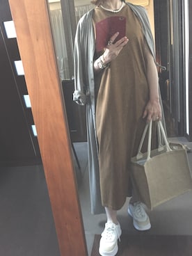 「アイテム（ワンピース/ドレス、ベージュ系）」を使った、２⭐️（4:50起床21:50就寝）さん（レディース・155cm）の春コーディネート