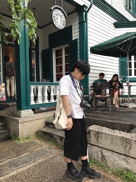 「HARE（ハレ）のブロッキングシャツ(HARE)（シャツ/ブラウス）」を使った、NAOYAさん（メンズ・171cm）の春コーディネート