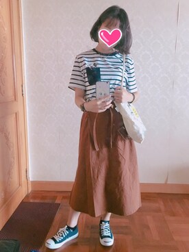 「CACO（カコ）のアイテム（Tシャツ/カットソー、その他）」を使った、Weng Manさん（レディース）の秋コーディネート