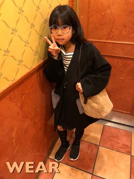 「大人カジュアル」｜「アイテム（ノーカラージャケット）」を使った、☺︎アイリオ☺︎さん（キッズ・120cm）の冬コーディネート