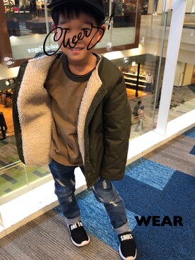 「シンプルおしゃれが好き」｜「アイテム（ノーカラージャケット）」を使った、☺︎アイリオ☺︎さん（キッズ・100cm）の秋コーディネート