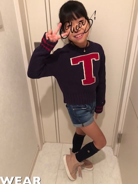 「ボアスニーカー」｜☺︎アイリオ☺︎さん（キッズ・128cm）の冬コーディネート