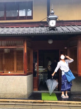 「ASOKOのアイテム（ショルダーバッグ、ブルー系）」を使った、☺︎さん（レディース・164cm）の夏コーディネート