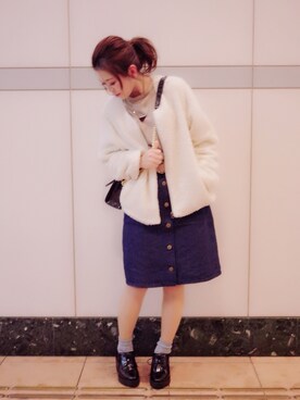 yukariさんの「・フロント釦デニムスカート」を使ったコーディネート