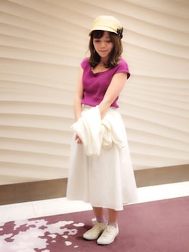 「OVERRIDE（オーバーライド）のアイテム（キャップ）」を使った、yukariさん（レディース・151cm）の春コーディネート