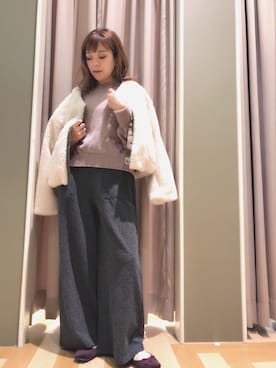 「Green　Parks（グリーンパークス）の・リブカットワイドパンツ（その他パンツ）」を使った、yukariさん（レディース・151cm）の秋コーディネート