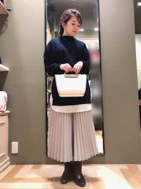 「Green　Parks（グリーンパークス）の・ウッドハンドルショルダ-バッグ（ショルダーバッグ）」を使った、yukariさん（レディース・151cm）の冬コーディネート