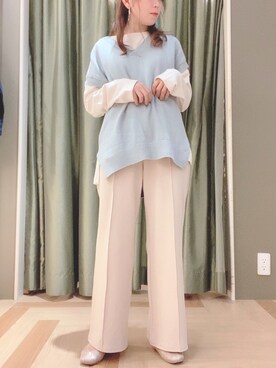 「Green　Parks（グリーンパークス）のイージーケアセンターステッチカットパンツ＊★（その他パンツ）」を使った、yukariさん（レディース・151cm）の冬コーディネート