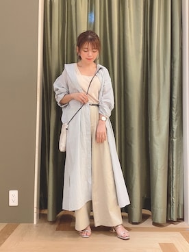 「Green　Parks（グリーンパークス）のアイテム（シャツワンピース）」を使った、yukariさん（レディース・151cm）の夏コーディネート