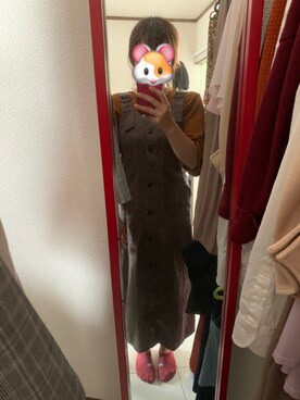 「one after another NICE CLAUP（ワンアフターアナザーナイスクラップ）のアイテム（オールインワン・サロペット）」を使った、みわさん（レディース・157cm）の秋コーディネート