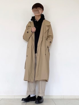 「kutir（クティール）のアイテム（トレンチコート）」を使った、Shotaさん（メンズ・174cm）の春コーディネート
