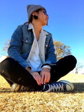 「CONVERSE（コンバース）のCONVERSE ALL STAR　ハイカットスニーカー（スニーカー）」を使った、MIICHANさん（レディース・156cm）の冬コーディネート