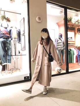 「ehka sopo（エヘカソポ）のアイテム（ステンカラーコート）」を使った、aiさん（レディース・161cm）の冬コーディネート