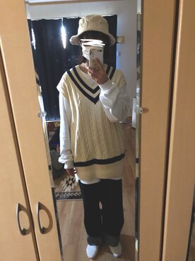 「SEVENDAYS=SUNDAY（セブンデイズサンデイ）のアイテム（ベスト）」を使った、kanako☺︎さん（レディース・159cm）の春コーディネート