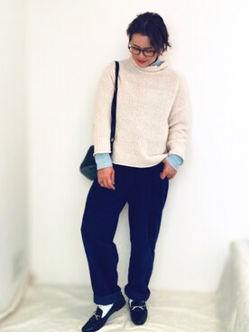 ニット セーターを使った シャツイン の人気ファッションコーディネート Wear