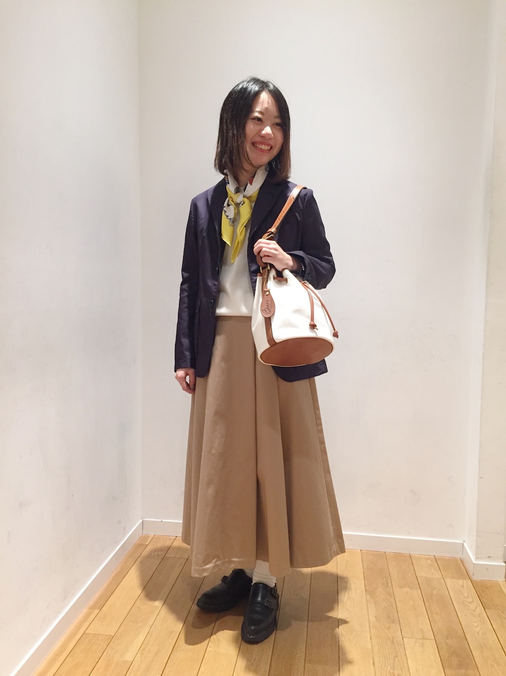 「BRADY、Danton、FWK by Engineered Garments、春コーデ」｜「FWK by engineered garmentsのアイテム（テーラードジャケット、ブルー系）」を使った、モリヤさん（レディース・157cm）の冬コーディネートの1枚目の写真