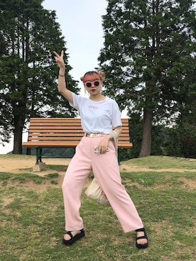 「Teva（テバ）のTeva / プラットフォーム ユニバーサル（サンダル）」を使った、Hinaさん（レディース・157cm）の夏コーディネート