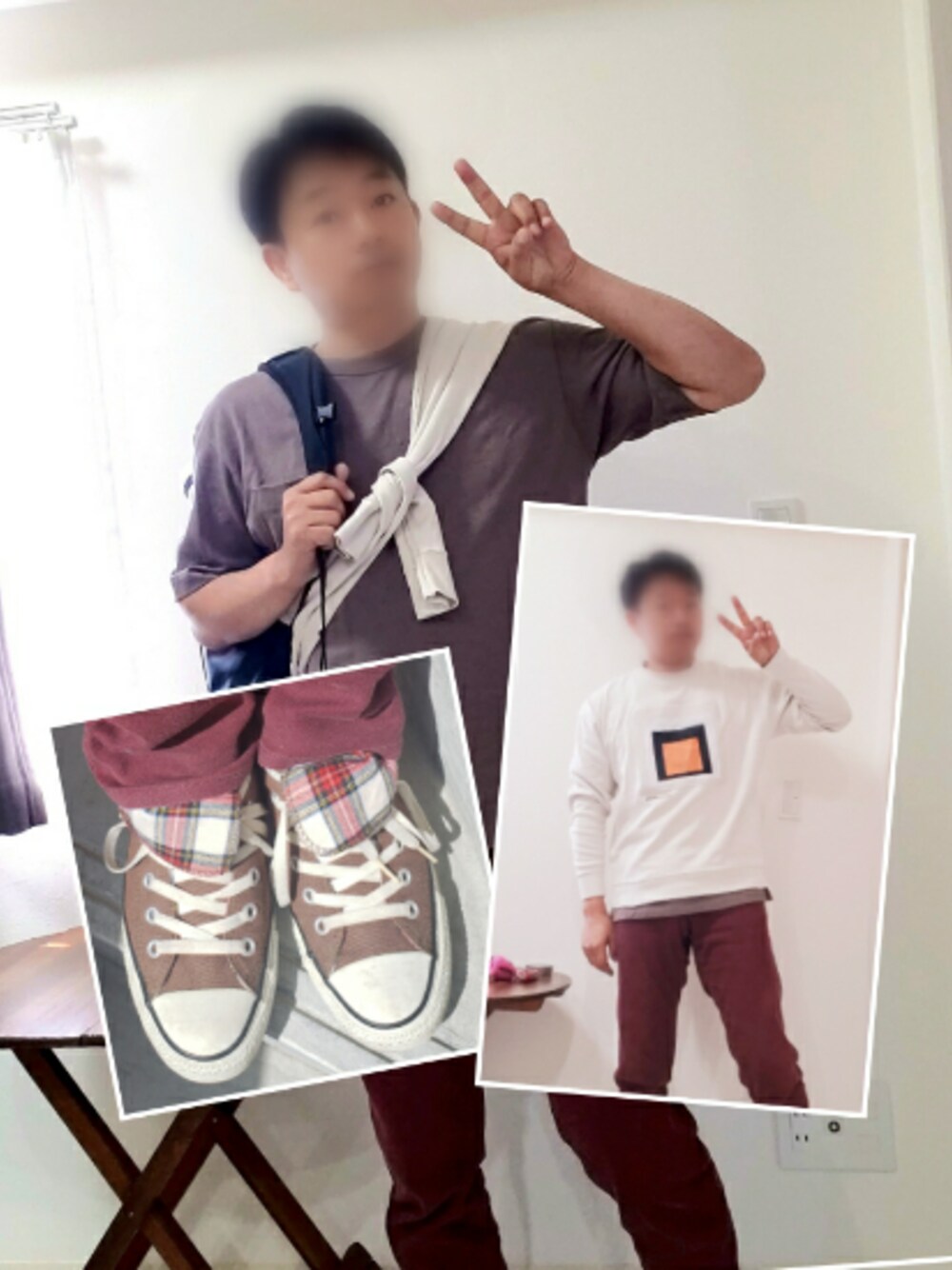 「ラブアンドピース2020、秋のコーデ、ブラウン、ブラウン色に染まれ、ボルドーパンツ、トレーナー、コンバース、くすみカラー、おしゃれさんと繋がりたい、いいね、save、フォローお願いします🤑」｜「ZARAのアイテム（Tシャツ/カットソー、ベージュ系）」を使った、@くうすけ🍀さん（メンズ・168cm）の秋コーディネートの1枚目の写真