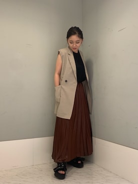 「夏秋ミックス」｜「アイテム（ベスト）」を使った、ayakaさん（レディース・152cm）の夏コーディネート